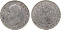 Spanien 5 Pesetas Ag Alfonso XIII, kleine Randstöße -
