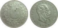 Italien 5 Lire Ag Emanuel II, M (Mailand), Gigante 40, kleiner Randstoß -