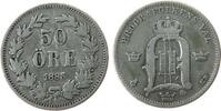 50 Öre 1883 Schweden Ag Oscar II fast ss