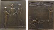 Belgisch Kongo Plakette 1908 Bronze Leopold II. (1865-1909) - auf die unter Leopold II. im Kongo gefallenen Pioniere, thronende weibliche Gestalt...
