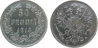 Finnland 50 Pennia Ag Nikolaus II. von Russland 1894-1917, zaponniert -