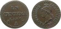 Frankreich 1 Centime 1795-1799 An 6 Br Dupré, A (Paris), Schrötlingsriß, kleine Randfehler VF+