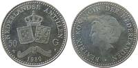 Niederl. Antillen 50 Gulden 1980 Ag Beatrix, Wappen unc