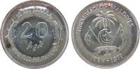 Malediven 20 Rufiyaa Ag FAO - Thunfisch & Bonito, kleiner Fleck, etwas Patina -