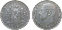 5 Pesetas 1885 Spanien Ag Alfonso XII, MS-M (1887) ss