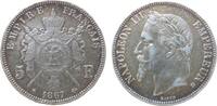 Frankreich 5 Francs Ag Napoleon III, BB (Straßburg), kleine Randstöße -