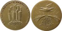 Medaille 1976 Bronze Neujahr - B.H. Mayer (Pforzheim), Menschenmenge vor Wolkenkratzer / zwei Vögel über zerbrochener Brücke, v. W. Franke, ca UN...