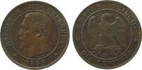 Frankreich 10 Centimes 1855 Br Napoleon III, BB (Strasburg), Chien, kleiner Kratzer über der Büste, minimal Grünspan vz