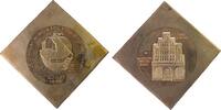 Klippe 1987 DDR Bronze Stralsund - 25 Jahre FG Numismatik, Kogge um 1340 / Gotisches Dielenhaus, ca. 52 x 51 MM, etwas fleckig vz-stgl