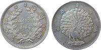 Burma 1 Kyat Ag Pagan (1846-1853), Pfau, ca. 11,54 Gramm, Henkelspur ?, winziger Randfehler -