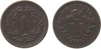 Schweiz 1 Rappen 1891 Br HMZ 1215 ss 29,50 EUR  Excl. 50,00 EUR Verzending