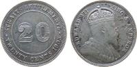 Straits Settlements 20 Cents 1903 Ag Edward VII, Kratzer fast ss 25,00 EUR  Excl. 50,00 EUR Verzending