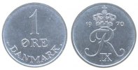 Dänemark 1 Öre Zink Frederik IX, Schön 55 -