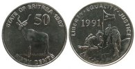 Eritrea 50 Cents Ni-St Antilope, Schön 10 -