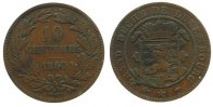 Luxemburg 10 Centimes Br Willem III, A -