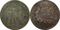 France 5 Francs France, Union et Force, L'AN 10 (1798), K, 5 Francs, VF -