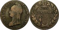 France 5 Centimes France, L'AN 5, R, 5 Centimes, VF -
