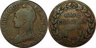 France 5 Centimes France, L'AN 8/6, BB, 5 Centimes, VF -