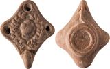 Roman Roman Oil Lamp, Helmeted Gladiator Portrait -