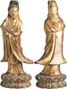 Chinese Chinese Gilt Boxwood Sculpture of Guanyin -
