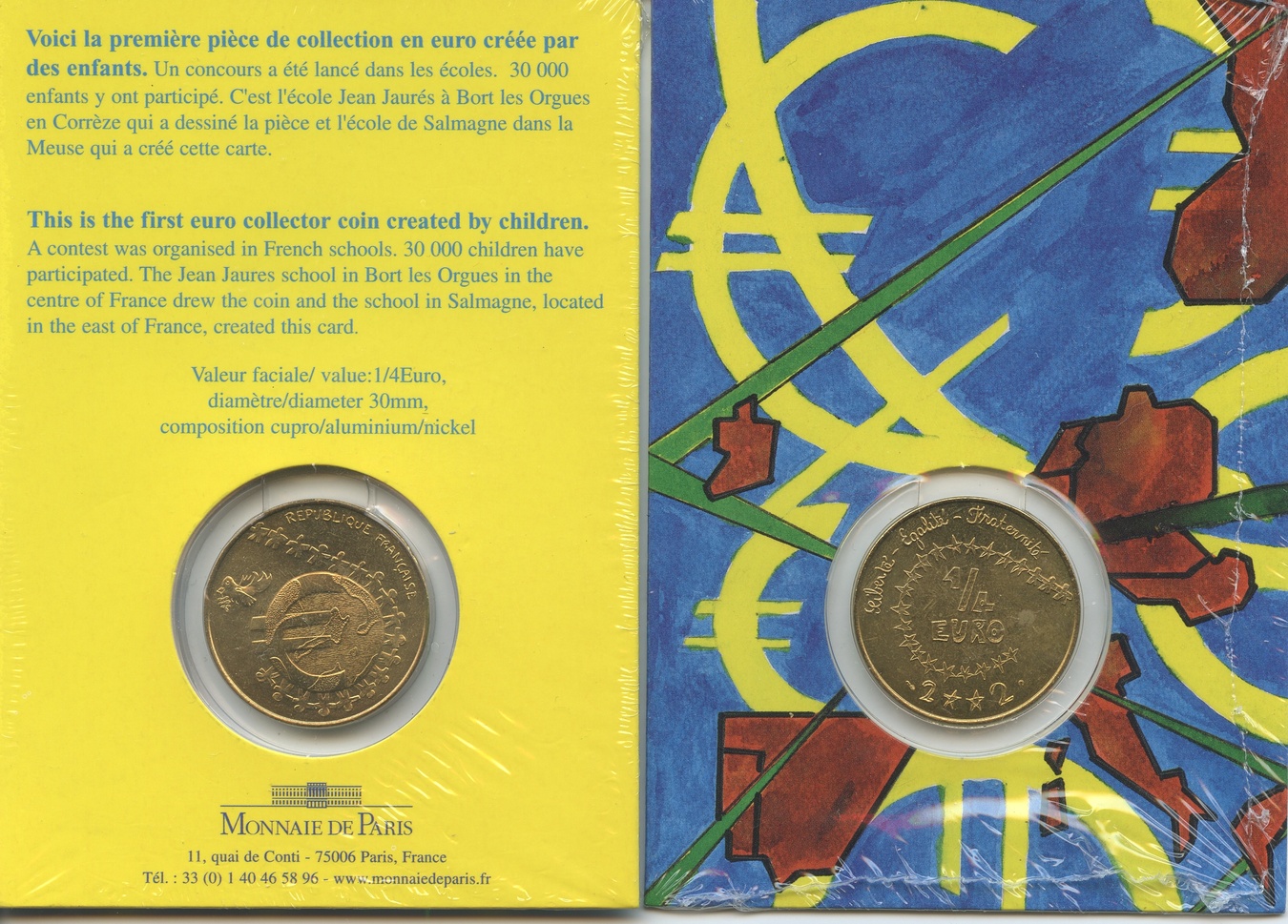 M 06 Frankreich 1 4 Euro 2002 KM 1293 Kinder Euro In Original 