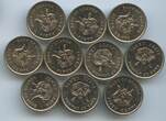 Uganda 10 x 50 Cents 1976 GS611 - 10 Coins Lot Kranich EF