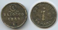Italien Roman Republic Ancona 1 Baiocco 1849 A G1537 - Papst Pius IX. 1846-1878 Bronzeguss VF
