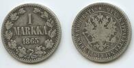 1 Markka G2148 - Finnland KM#3.1 Silber Scarce Alexander II.1855-1881 -