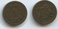 1 Rappen G14660 - Schweiz KM#3.1 SEHR RAR JAHR Switzerland Suisse -