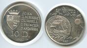 10 Diners G0442 - Andorra KM#78 Segelschiff Discovery the new World Silber -