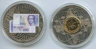 100 DM M924 - Medaille Abschied Mark Banknote Europäische Währung + 1 Pfen. -