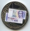100 DM GY608 - Medaille Abschied Mark Banknote Deutsche Währung Farbauflage -