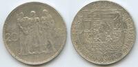 Tschechoslowakei 20 Korun Silber G1779 - Czechoslovakia Three figures - industry agriculture business -