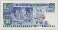 Gibraltar 1 Dollar GB679 - Banknote - Sha Chuan Chinese junk - Sentosa Satellite Earth Station -