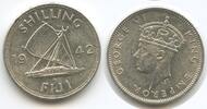 Fidschi-inseln 1 Shilling Silber (1 Schilling) G7551 - Boot Kanu Outrigger King Georg VI. 1936-1952 Fiji -