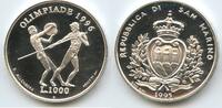 San Marino 1000 Lire Silber G1703 - Olympiade Atlanta 1996 USA Athleten Griechenland Proof -