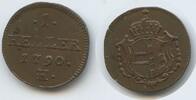 RDR Österreich Vorderösterreich 1 Heller 1790 H Günzburg Burgau G5048 - SEHR RAR Leopold II. 1790-1792 Austria Further Austria Austrian states EF