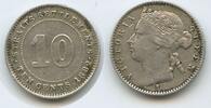 Straits Settlements 10 Cents Silber G6053 - Victoria 1837-1901 Singapur Malaysia -