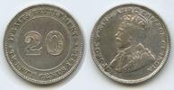 Straits Settlements Singapur Malaysia 20 Cents Silber G6069 - George V. 1910-1936 British Crown colony -