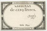 Frankreich Assignat de cinq Livres (5 Livres) GB552 - Banknote Paper Money France Domaines nationaux -