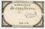 Frankreich Assignat de cinq Livres (5 Livres) GB553 - Banknote Paper Money France Domaines nationaux -