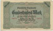 Deutsches Reich Weimar Sachsen 100000 Mark Banknote GB577 - Sächsische Bank Dresden Germany Paper Money -