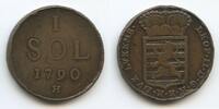 RDR Luxemburg Österreich 1 Sol 1790 H Günzburg Burgau G7721 - SEHR RAR Leopold II.1790-1792 Austria VF, winzige Randfehler