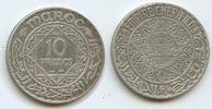 Marokko Französisches Protektorat 10 Francs Silber 1929 (AH1347) M#5867 - Morocco Mohammed V. VF
