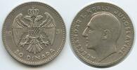Königreich Jugoslawien 20 Dinara Silber H0212 - Alexander I. 1921-1934 Kingdom of Yugoslavia -