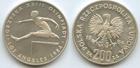 Polen Poland 200 Zlotych Silber M#3438 - Hurdle jumper Los Angeles XXIII. Summer Olympics 1984 -