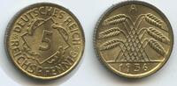 Deutsches Reich Weimar 5 Reichspfennig 1936 A Berlin S0386 - Germany Weimar Republic Fast unzirkuiert
