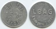 Deutschland Baden-Württemberg Brotmarke Wertmarke Jeton Token G13361 - LBAG Ehingen/Donau Gut 1,5 Kg Brot -