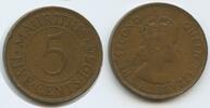 Mauritius Five Cents (5 Cents) K95 - Queen Elisabeth II. -