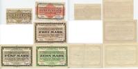 Deutsches Reich Sachsen 1, 10, Pfennig 2, 5, 10 Mark Gutscheine Lot GB782 - Golzern Mulde Kriegsgefangenlager - PoW Camp Bank Paper Money -